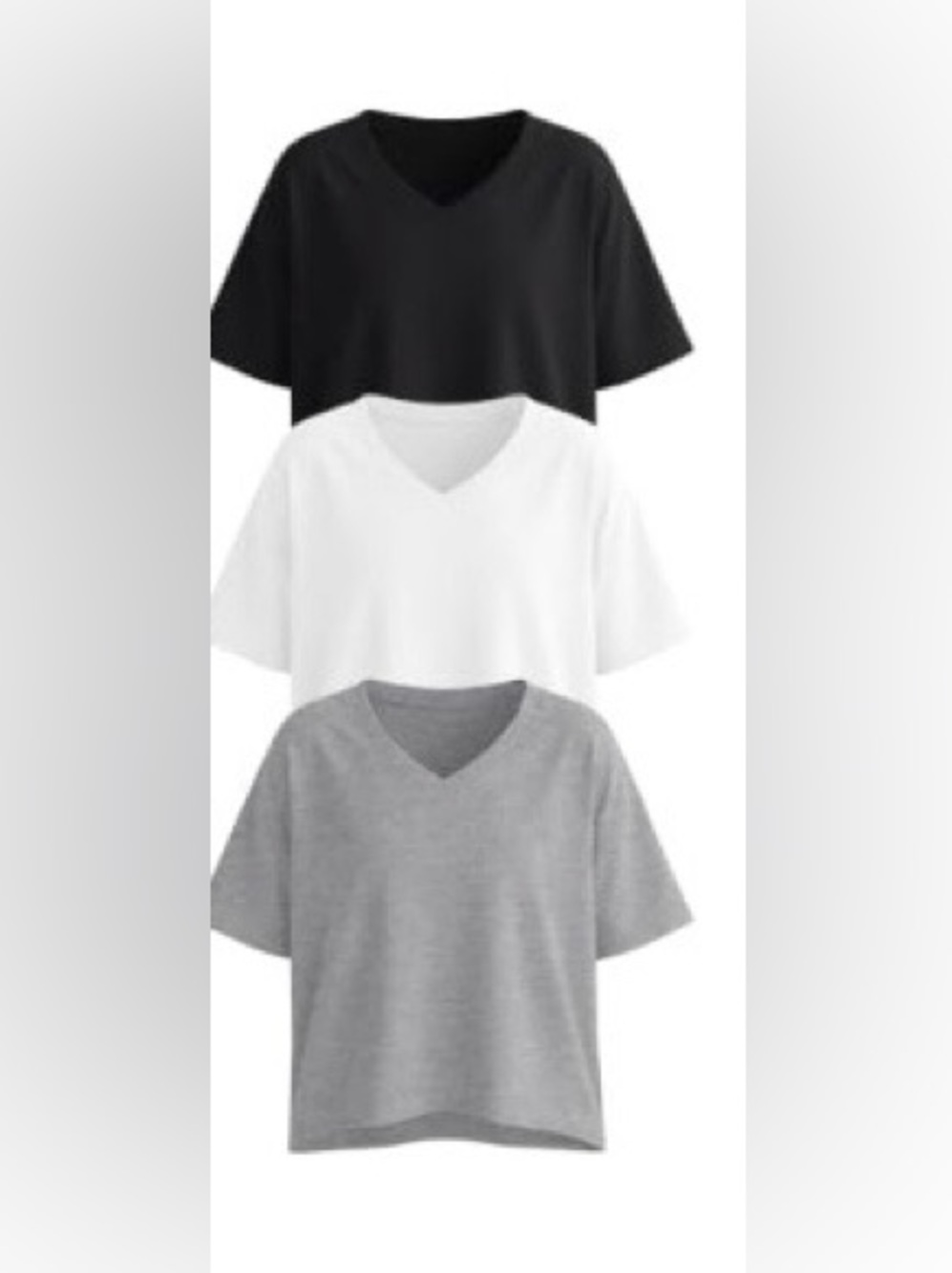 3 Pack Girls Oversized V Neck Crop Tops